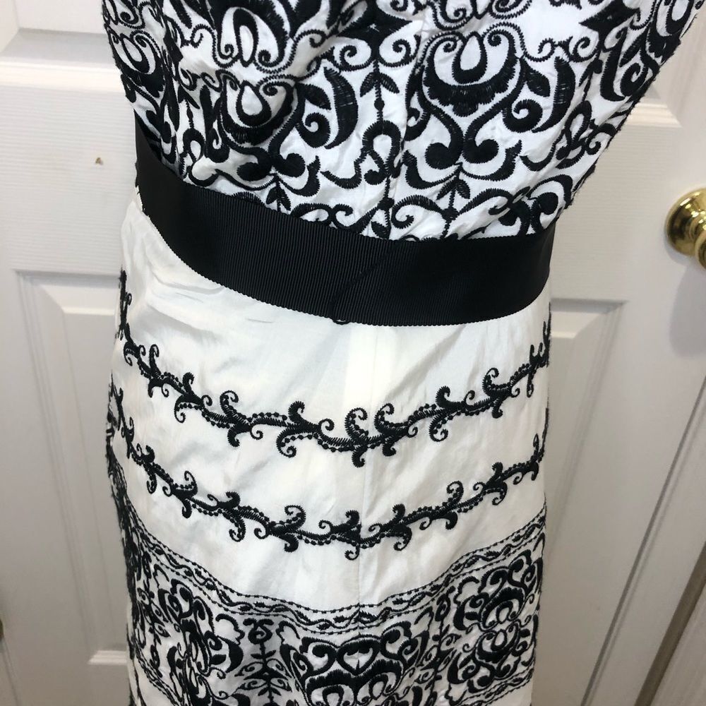 WHBM black white strapless belt sash dress size 6 - Picture 8 of 14